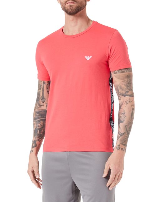 T- Shirt en Denim Taping Crew Neck Emporio Armani pour homme en coloris Pink