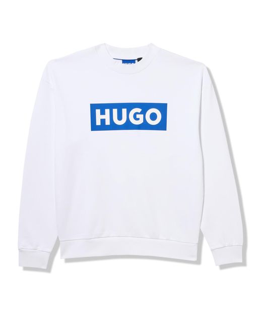 HUGO White Big Logo French Terry Sweatshirt for men