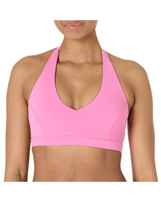 Amazon Essentials Pink Active FormFlex Buttery Soft Sport-BH mit V-Ausschnitt und Nackenband für leichten Halt