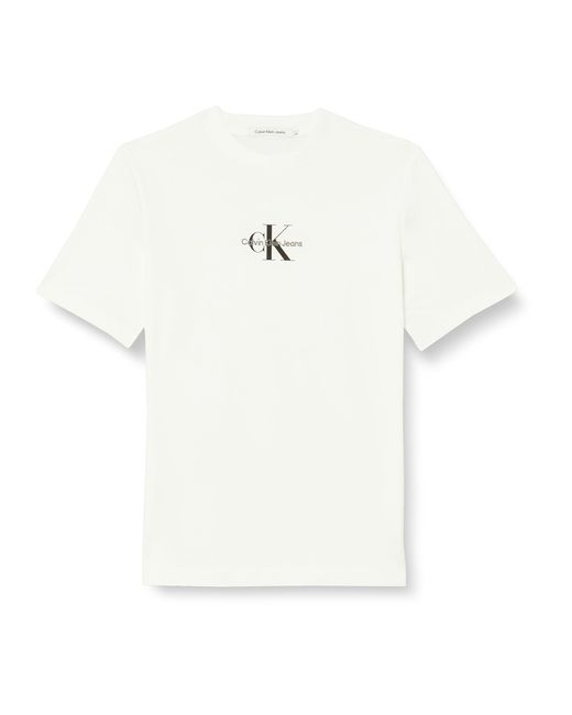 Calvin Klein White Plus Monologo Slim Fit Tee J20j222412 S/s Knit Tops