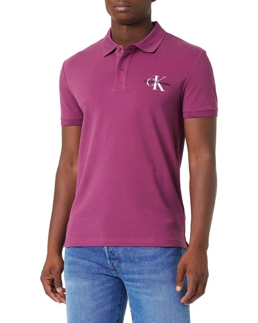 Calvin Klein Poloshirt Kurzarm Monologo Regular Fit in Purple für Herren