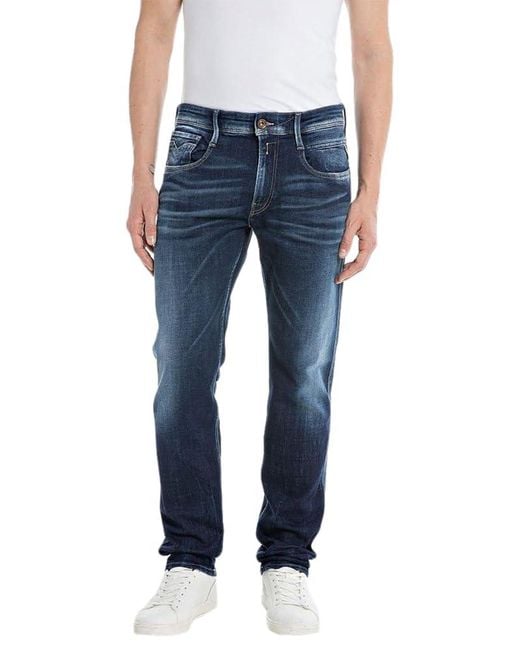 Replay Blue Jeans Anbass Slim-Fit Aged mit Power Stretch