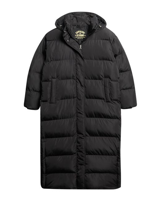 Superdry Black Maxi Hooded Puffer Coat Jacket