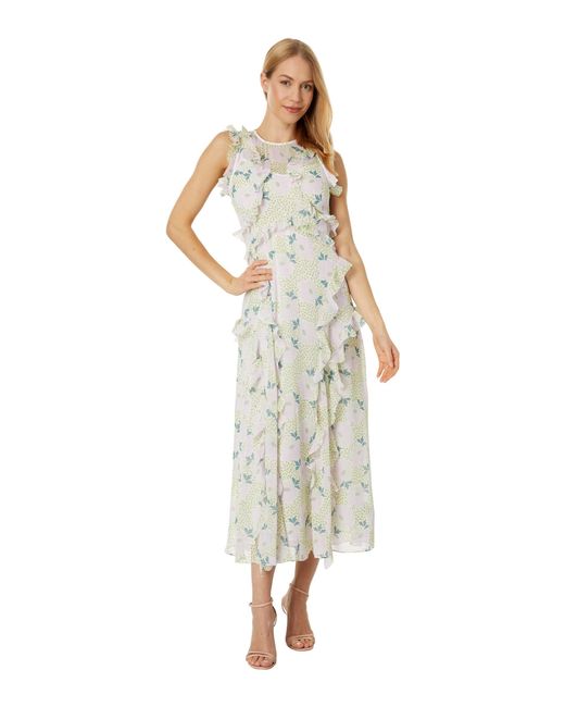 Ted Baker White Calinia S Sleeveless Waterfall Midi Dress 14 Lilac