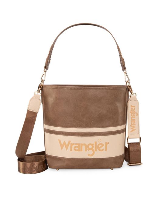 Wrangler Brown Hobo Shoulder Handbag For Weave Bucket Bag