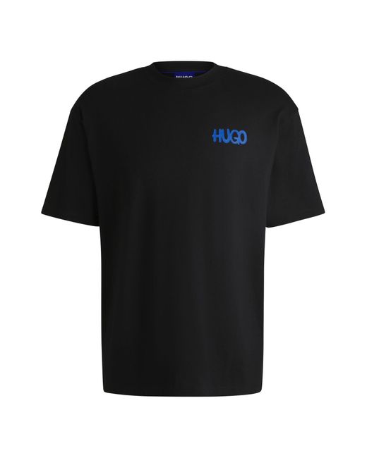 HUGO Nimayliti T-Shirt aus Baumwoll-Jersey mit Happy Logo Schwarz001 M in Black für Herren