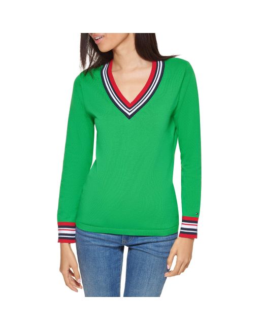 Tommy Hilfiger Green Fit V-neck Sweater Ivy