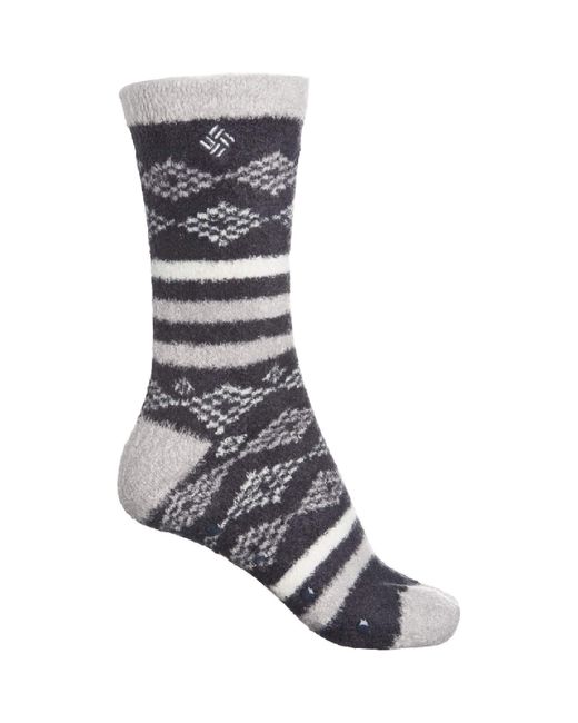 Columbia Gray Renfrew Cozy Slipper Socks - Crew (for Women) Size: M (shoe Size 4-10, Black Striped, 4-10