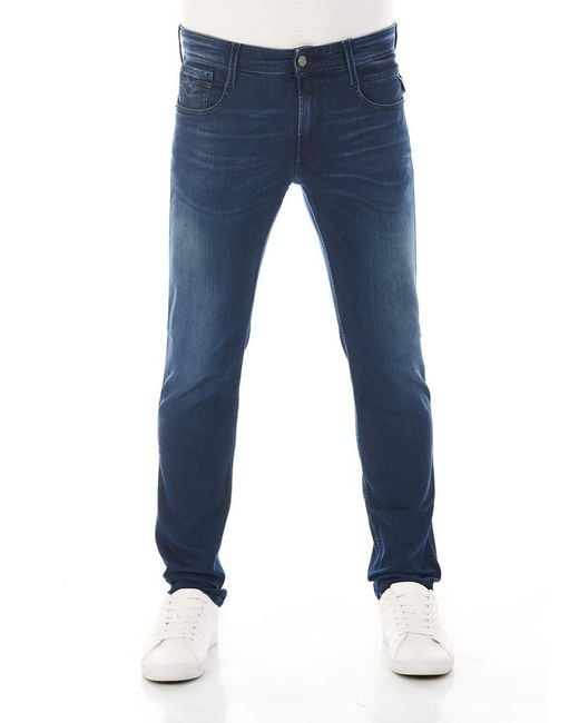 Jeans Uomo Anbass Slim Fit Aged Super Elasticizzati di Replay in Blue da Uomo