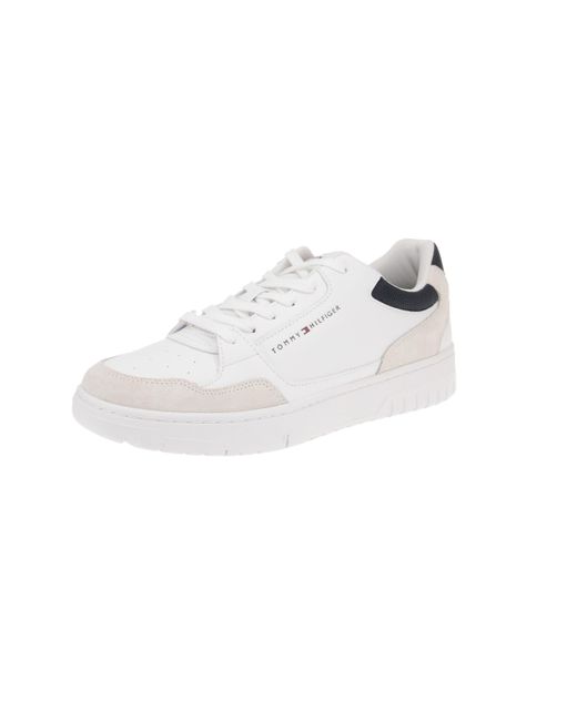 Tommy Hilfiger White Basket Core Leather Trainers for men