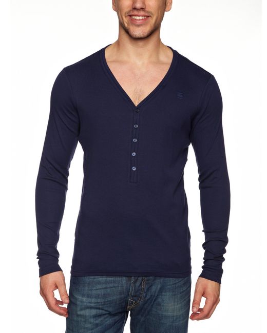 G-Star G-star Basics Cl Grand V-hals T-shirt Met Lange Mouwen Voor in het Blue voor heren