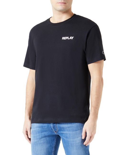 Replay Black Men's Short-sleeved Cotton T-shirt for men