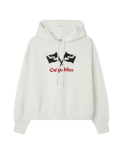 Springfield Sweatshirt Met Capuchon Met Print Op De Voorkant in het White