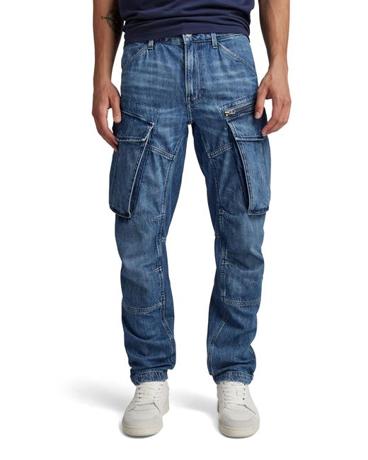 G-Star RAW Blue Rovic Zip 3d Regular Tapered Denim Jeans for men