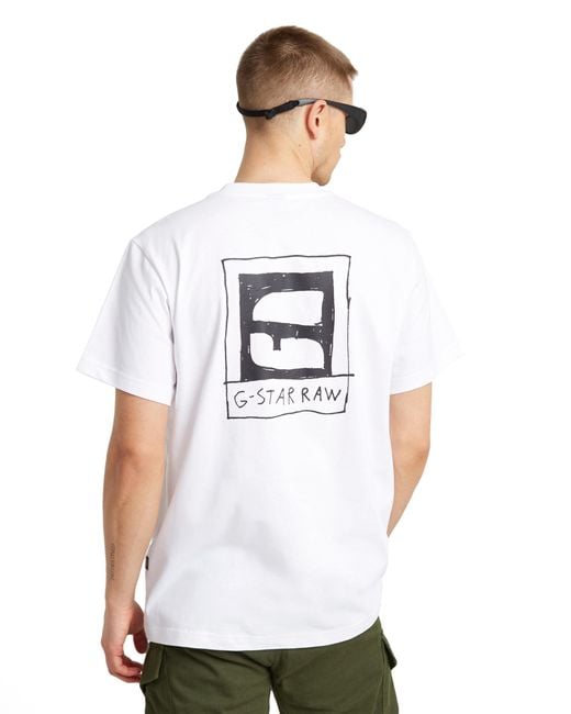 G-Star Handwriting Back Print Loose T-Shirt in White für Herren