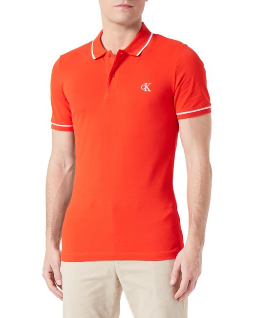 Calvin Klein Red Polo Shirt Short Sleeve for men