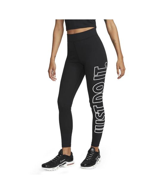 Nike Sportswear Classics legging Met Hoge Taille En Graphic in het Black
