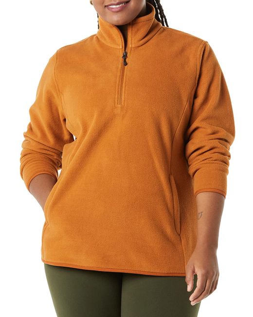 Amazon Essentials Orange Classic-fit Long-sleeve Quarter-zip Polar Fleece Pullover Jacket