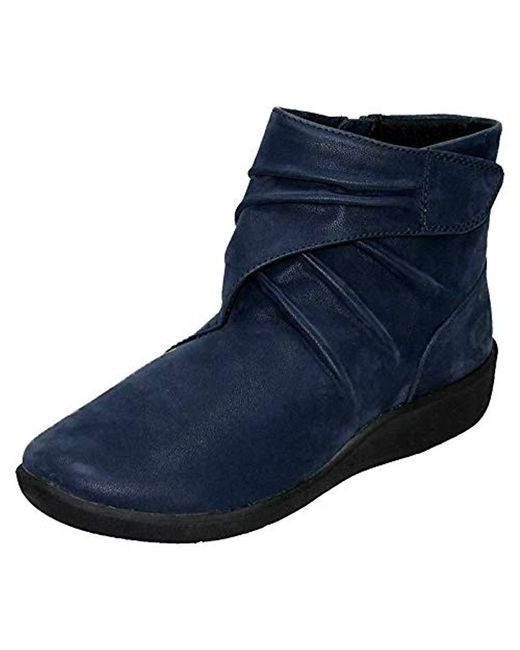 Clarks Blue Ladies Cloud Steppers Ankle Boots Sillian Tana