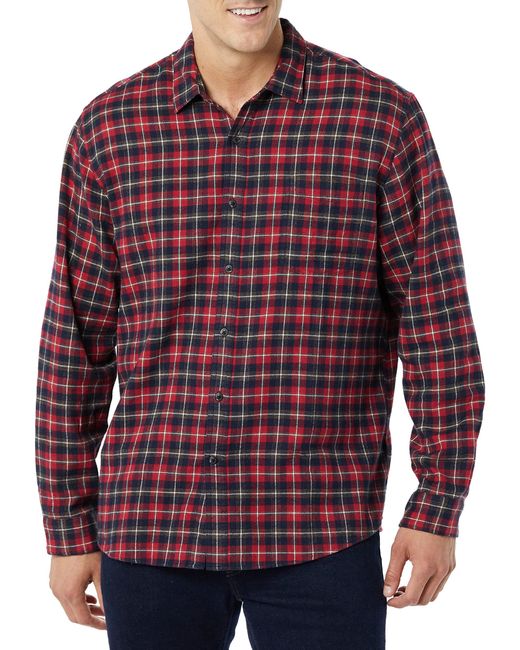 Amazon Essentials Red Long-sleeve Flannel Shirt for men