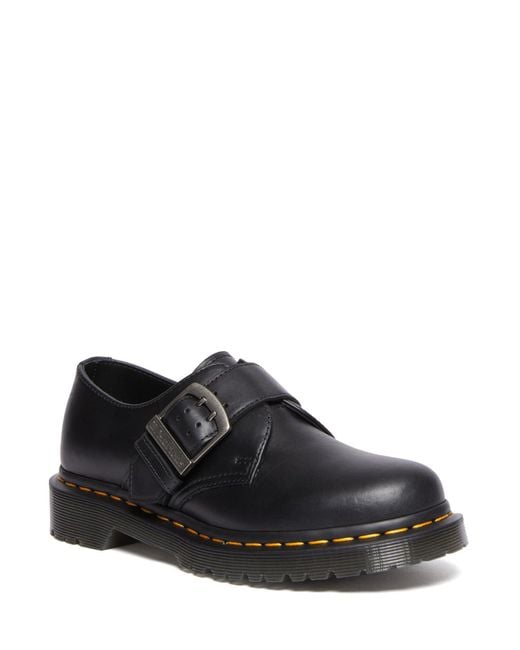 Dr. Martens Black 1461 Buckle Pull Up Leather Oxford Shoes