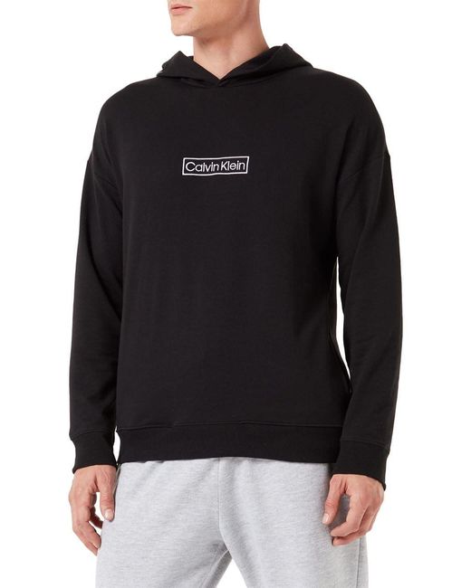 Calvin Klein Comfortabele Hoodie Met Omkaderd Logo in het Black voor heren
