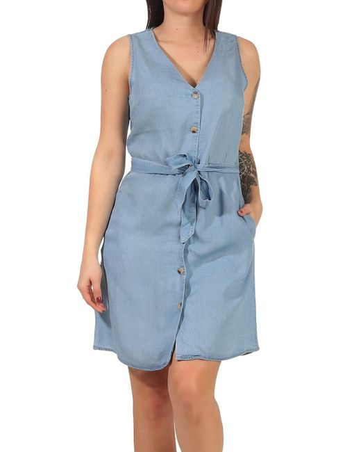 Vero Moda Vmviviana Sl Short Dress Ga Noos in Light (Light Blue Denim) (Blue) - Save 39% -