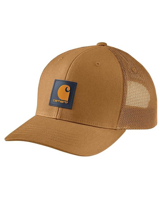 Carhartt Brown Rugged Flex Twill Mesh Back Logo Patch Cap for men