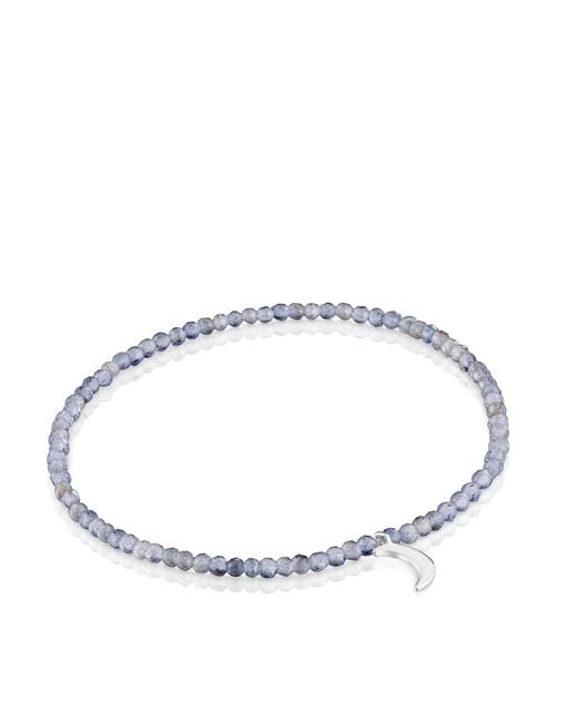 Bracelet élastique avec boules rondes d'iolites et motif de lune en argent de première loi Tous en coloris Metallic