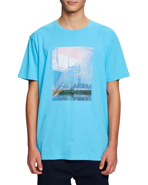 Esprit Blue 033ee2k316 T-shirt for men