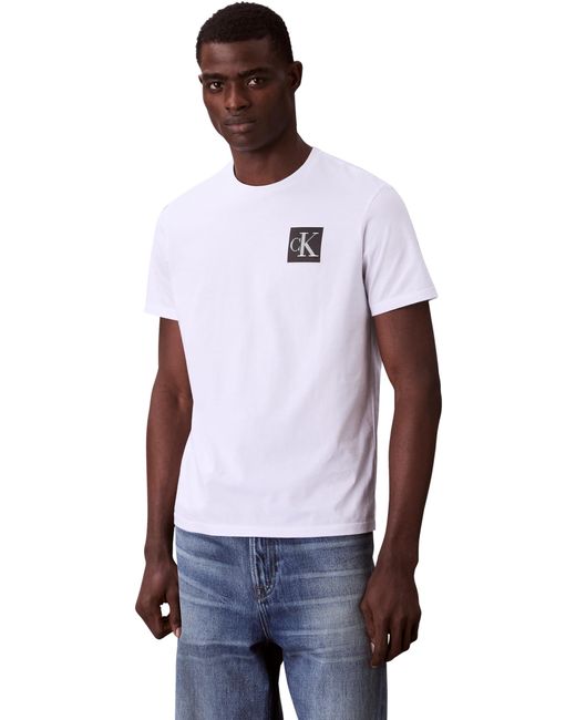 Calvin Klein T-Shirt Kurzarm Gradient Monogram Logo aus Baumwolle in White für Herren