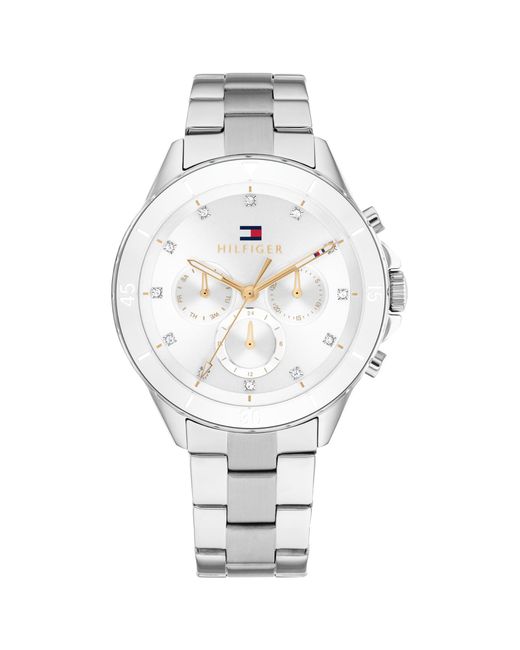 Tommy Hilfiger White Multifunction Stainless Steel Wristwatch - Water Resistant Up To 5 Atm/50 Meters - Premium Fashion Timepiece For All Occasions