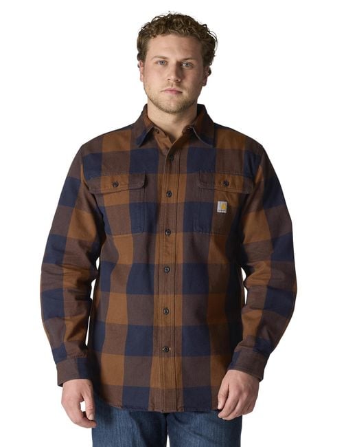 Carhartt Black Loose Fit Heavyweight Flannel Long-sleeve Plaid Shirt for men