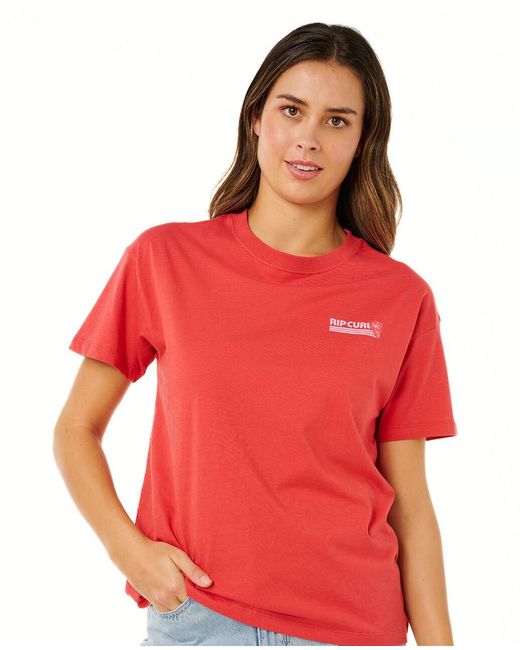Rip Curl Red Relaxed Fit Short Sleeve T-shirt