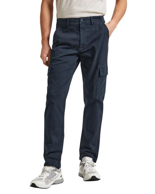 Pepe Jeans Blue Slim Cargo Trouser for men