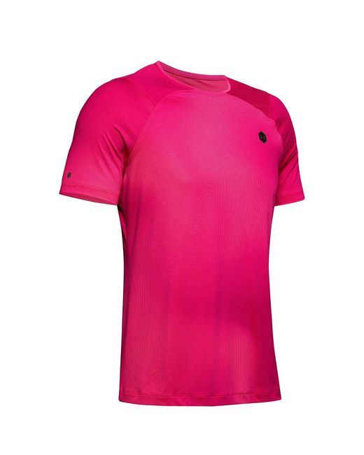 Under Armour Rush HeatGear Kurzärmeliges Shirt mit enganliegendem Druck in Pink für Herren