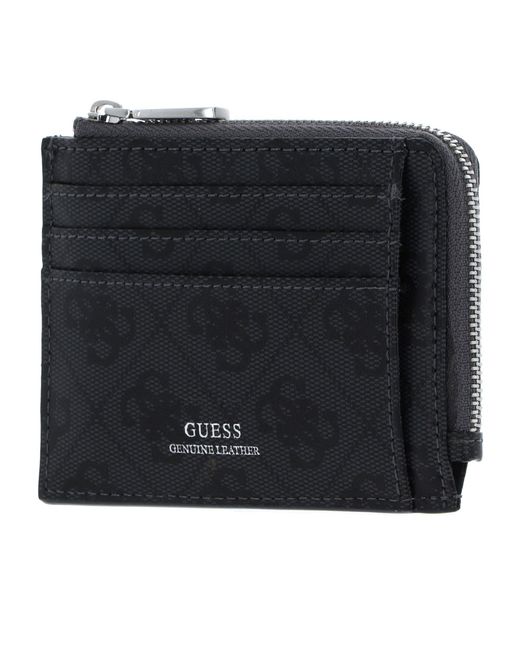 Portafoglio elegante in pelle nera con accenti a contrasto di Guess in Black da Uomo