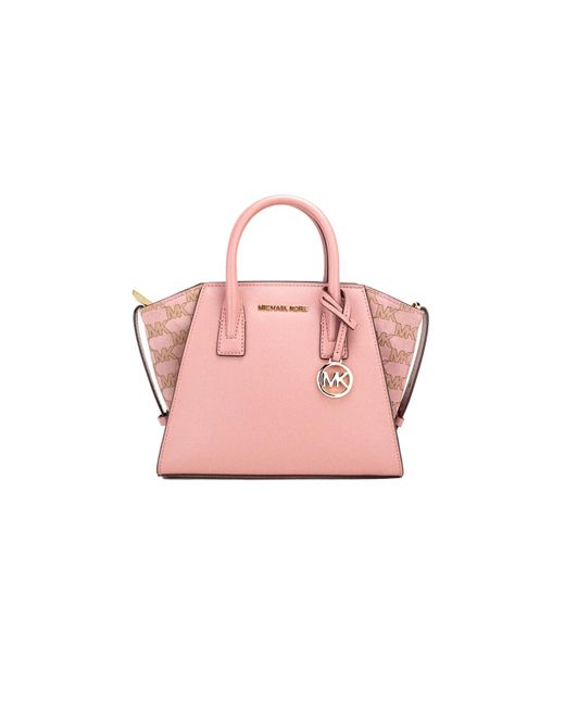 Michael Kors Avril Kleine Top Zip Satchel Schouder Crossbody Tas Mk Roze Rose Mk in het Zwart Lyst NL