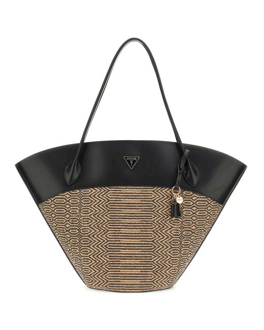 Sac shopper Venere Extra Large Tote Natural/Black multicolore Guess