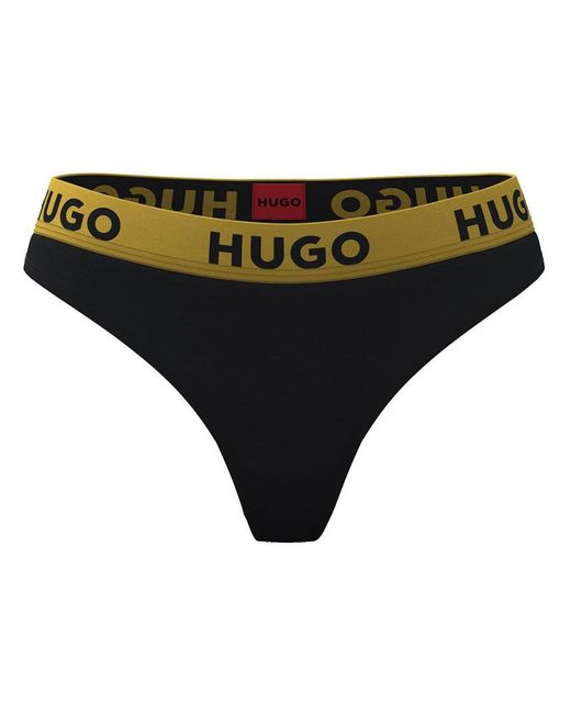 HUGO Black Sporty Logo 50480166 Thong L