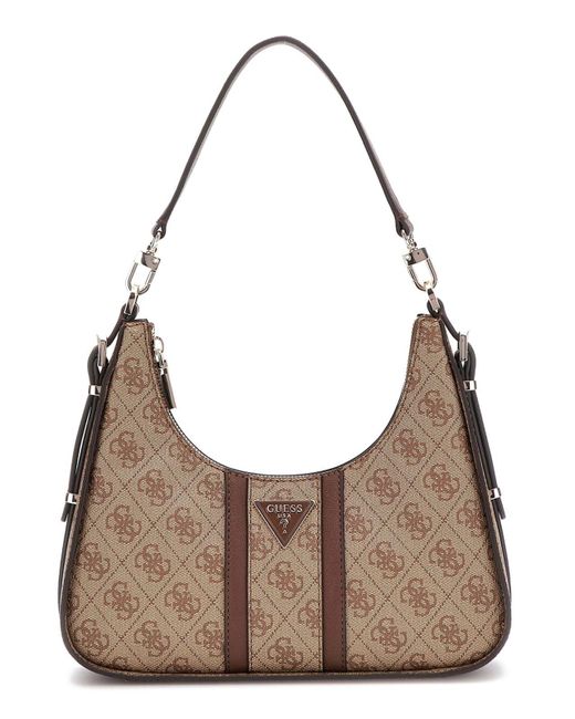 Guess Noreen Top Zip Shoulder Bag Latte Logo/brown
