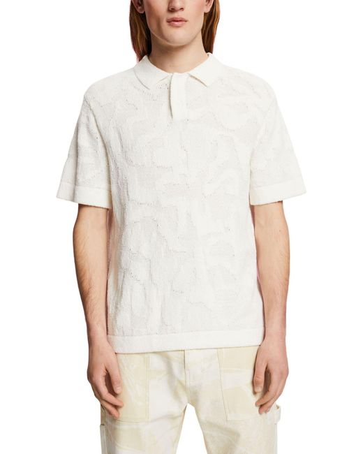 Esprit Poloshirt aus Bouclé in White für Herren