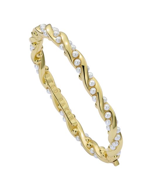 Ted Baker Metallic Tilaa Twisted Pearl Cuff Bracelet For