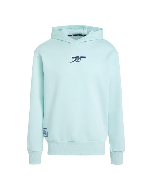 Adidas Blue S Arsenal Seasonal Doubleknit Hoodie Adults Clear Aqua Xl