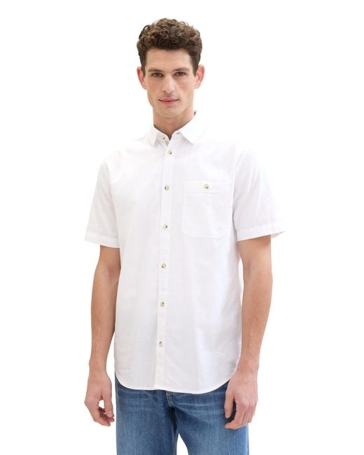 Tom Tailor Regular Fit Hemd mit Struktur in White für Herren
