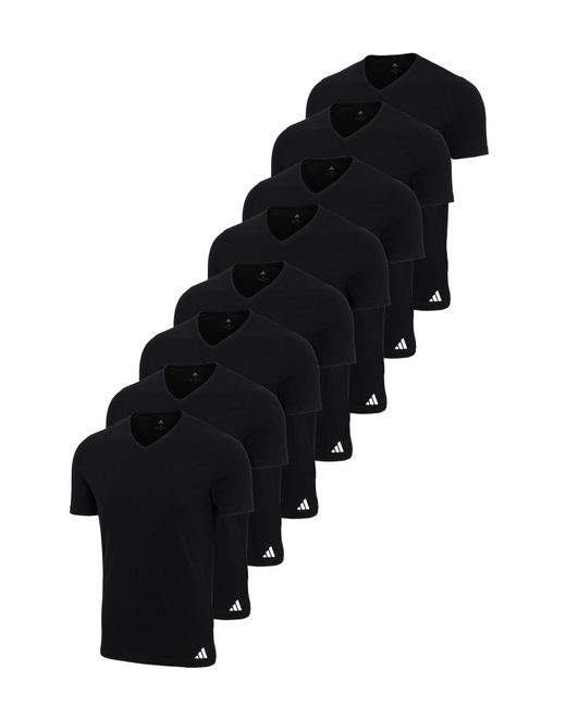 Lot de 8 t-shirts à col en V en coton pour homme Adidas en coloris Black