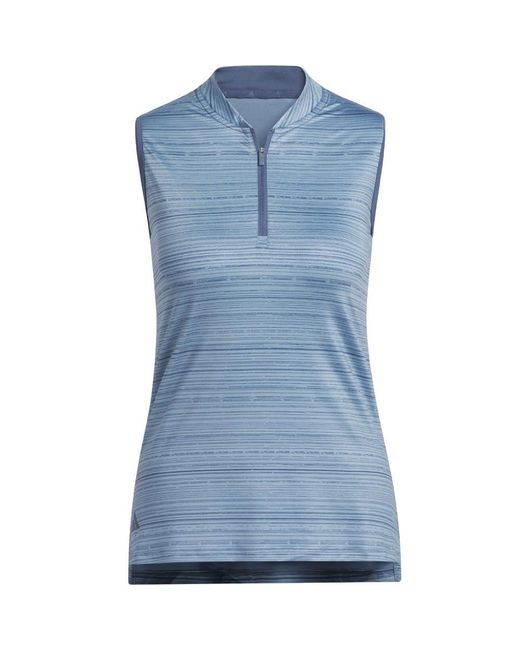 Adidas Blue Ultimate365 Stripe Sleeveless Polo Shirt Golf