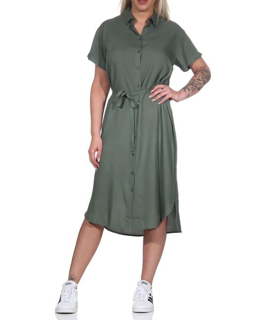 Vero Moda Green Vmbumpy Ss Calf Shirt Dress Noos