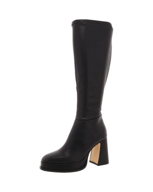 Steve Madden Black Myndie Faux Leather Tall Knee-High Boots