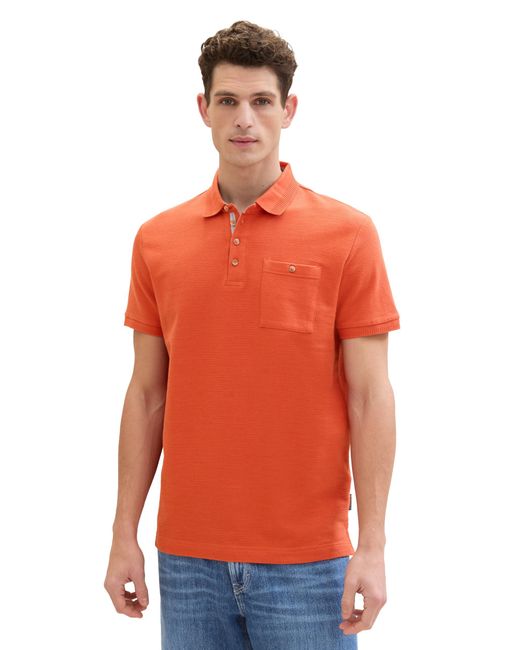 Tom Tailor Basic Poloshirt mit Struktur in Orange für Herren